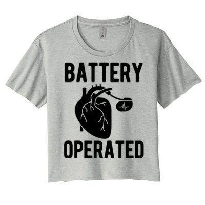 Battery Operated Open Heart Surgery Survivor Cool Gift Women's Crop Top Tee