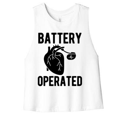 Battery Operated Open Heart Surgery Survivor Cool Gift Women's Racerback Cropped Tank