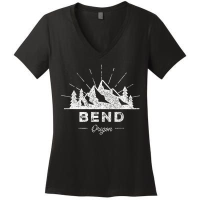 Bend Oregon Or Vintage Hiking Women's V-Neck T-Shirt
