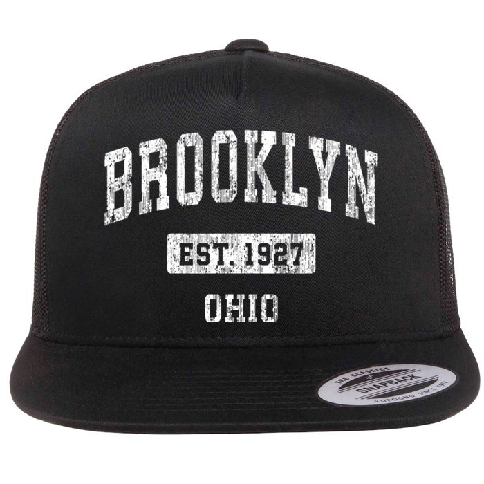 Brooklyn Ohio Oh Vintage Sports Established Flat Bill Trucker Hat