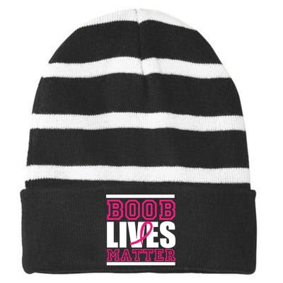 Boob Lives Matter Striped Beanie with Solid Band