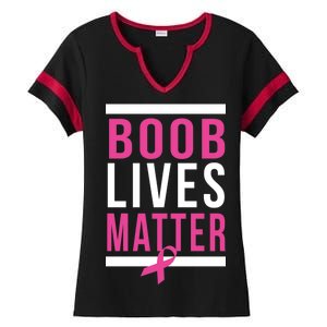 Boob Lives Matter Breast Cancer Awareness Ladies Halftime Notch Neck Tee