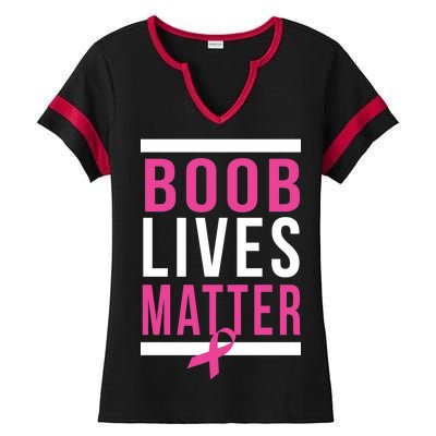 Boob Lives Matter Breast Cancer Awareness Ladies Halftime Notch Neck Tee