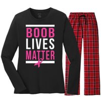 Boob Lives Matter Breast Cancer Awareness Women's Long Sleeve Flannel Pajama Set 