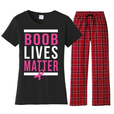 Boob Lives Matter Breast Cancer Awareness Women's Flannel Pajama Set