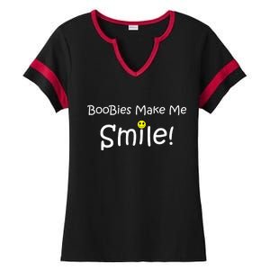 Boobies Make Me Smile Ladies Halftime Notch Neck Tee