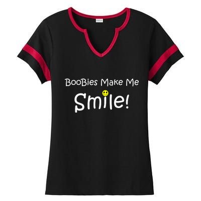 Boobies Make Me Smile Ladies Halftime Notch Neck Tee