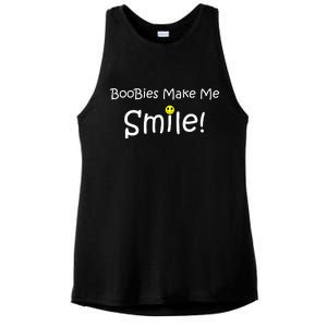 Boobies Make Me Smile Ladies PosiCharge Tri-Blend Wicking Tank