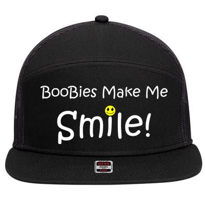 Boobies Make Me Smile 7 Panel Mesh Trucker Snapback Hat