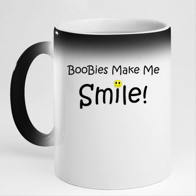 Boobies Make Me Smile 11oz Black Color Changing Mug