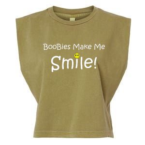 Boobies Make Me Smile Garment-Dyed Women's Muscle Tee