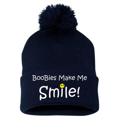 Boobies Make Me Smile Pom Pom 12in Knit Beanie