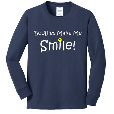 Boobies Make Me Smile Kids Long Sleeve Shirt