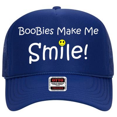 Boobies Make Me Smile High Crown Mesh Back Trucker Hat