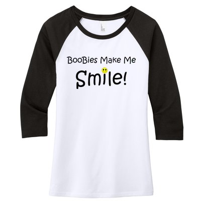 Boobies Make Me Smile Women's Tri-Blend 3/4-Sleeve Raglan Shirt