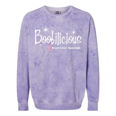 Boobilicious Breast Cancer Awareness Colorblast Crewneck Sweatshirt