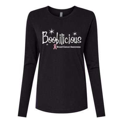 Boobilicious Breast Cancer Awareness Womens Cotton Relaxed Long Sleeve T-Shirt