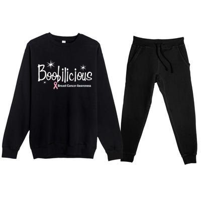 Boobilicious Breast Cancer Awareness Premium Crewneck Sweatsuit Set