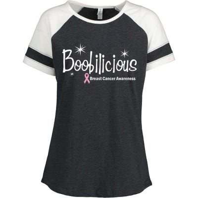 Boobilicious Breast Cancer Awareness Enza Ladies Jersey Colorblock Tee