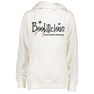 Boobilicious Breast Cancer Awareness Womens Funnel Neck Pullover Hood