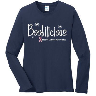 Boobilicious Breast Cancer Awareness Ladies Long Sleeve Shirt