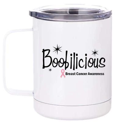 Boobilicious Breast Cancer Awareness 12 oz Stainless Steel Tumbler Cup