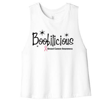 Boobilicious Breast Cancer Awareness Women's Racerback Cropped Tank