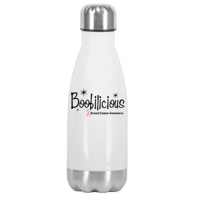 Boobilicious Breast Cancer Awareness Stainless Steel Insulated Water Bottle