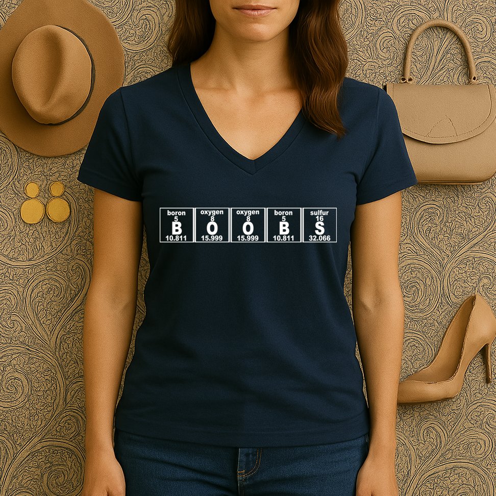 Boobs Breasts Periodic Table Women's V-Neck T-Shirt