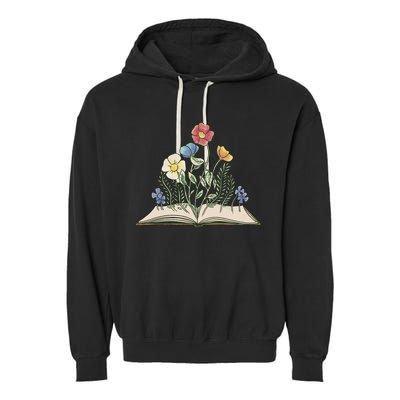 Book With Flowers Garment-Dyed Fleece Hoodie