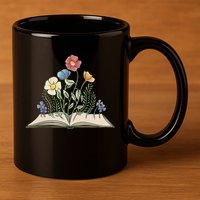 Book With Flowers 11oz C Handle Ceramic Mug