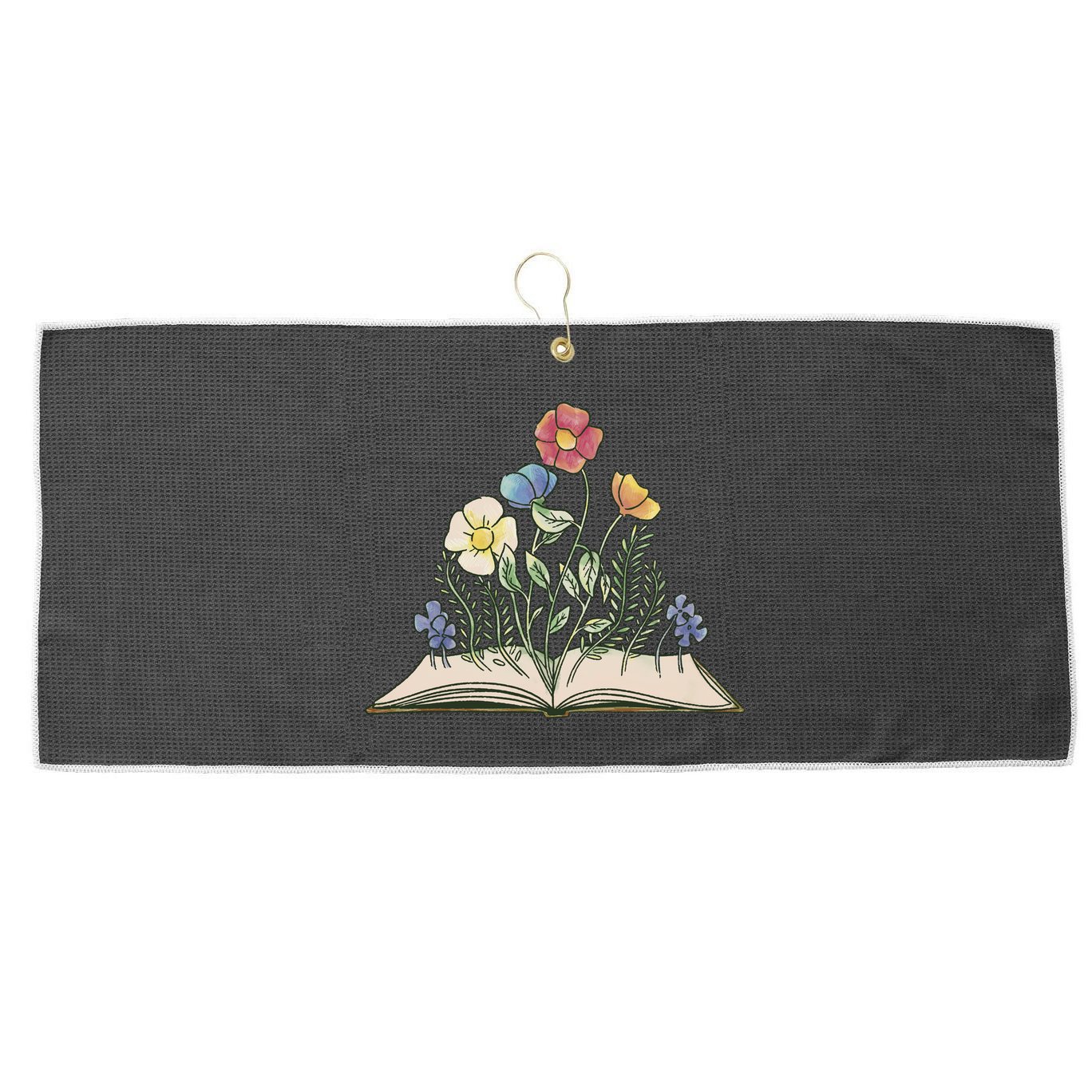 Book With Flowers Large Microfiber Waffle Golf Towel