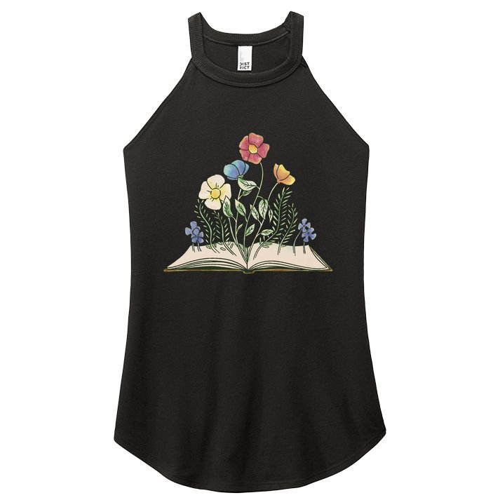 Book With Flowers Women's Perfect Tri Rocker Tank