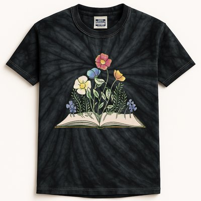 Book With Flowers Kids Tie-Dye T-Shirt