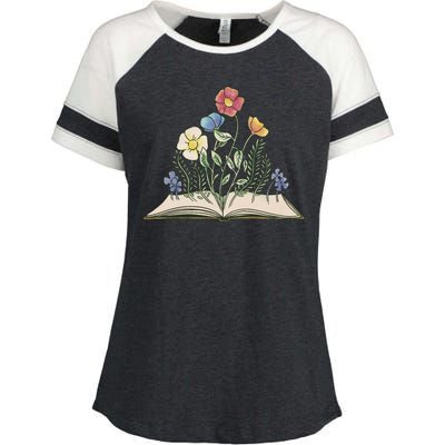 Book With Flowers Enza Ladies Jersey Colorblock Tee