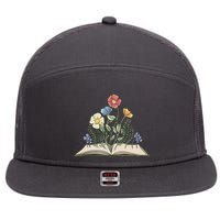 Book With Flowers 7 Panel Mesh Trucker Snapback Hat