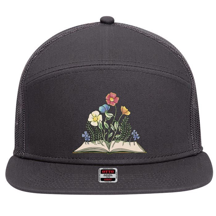 Book With Flowers 7 Panel Mesh Trucker Snapback Hat