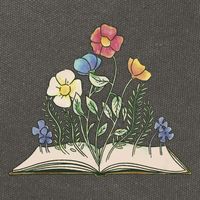 Book With Flowers Cotton Canvas Backpack