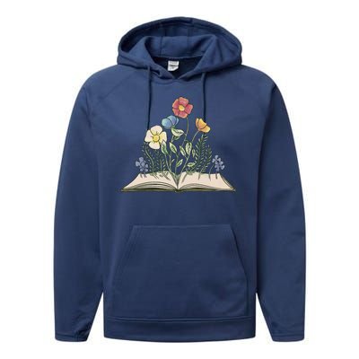 Book With Flowers Performance Fleece Hoodie