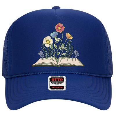 Book With Flowers High Crown Mesh Back Trucker Hat