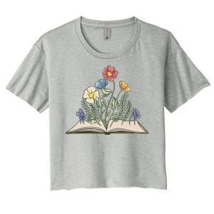 Book With Flowers Women's Crop Top Tee