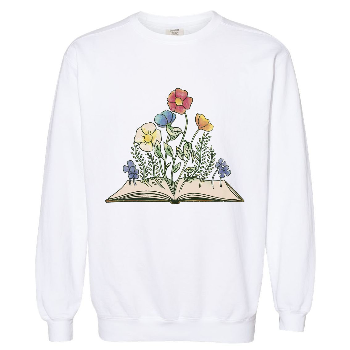 Book With Flowers Garment-Dyed Sweatshirt