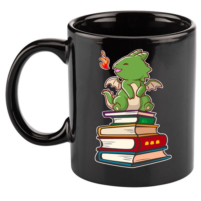 Book-Wrym Kawii Dragon 11oz C Handle Ceramic Mug