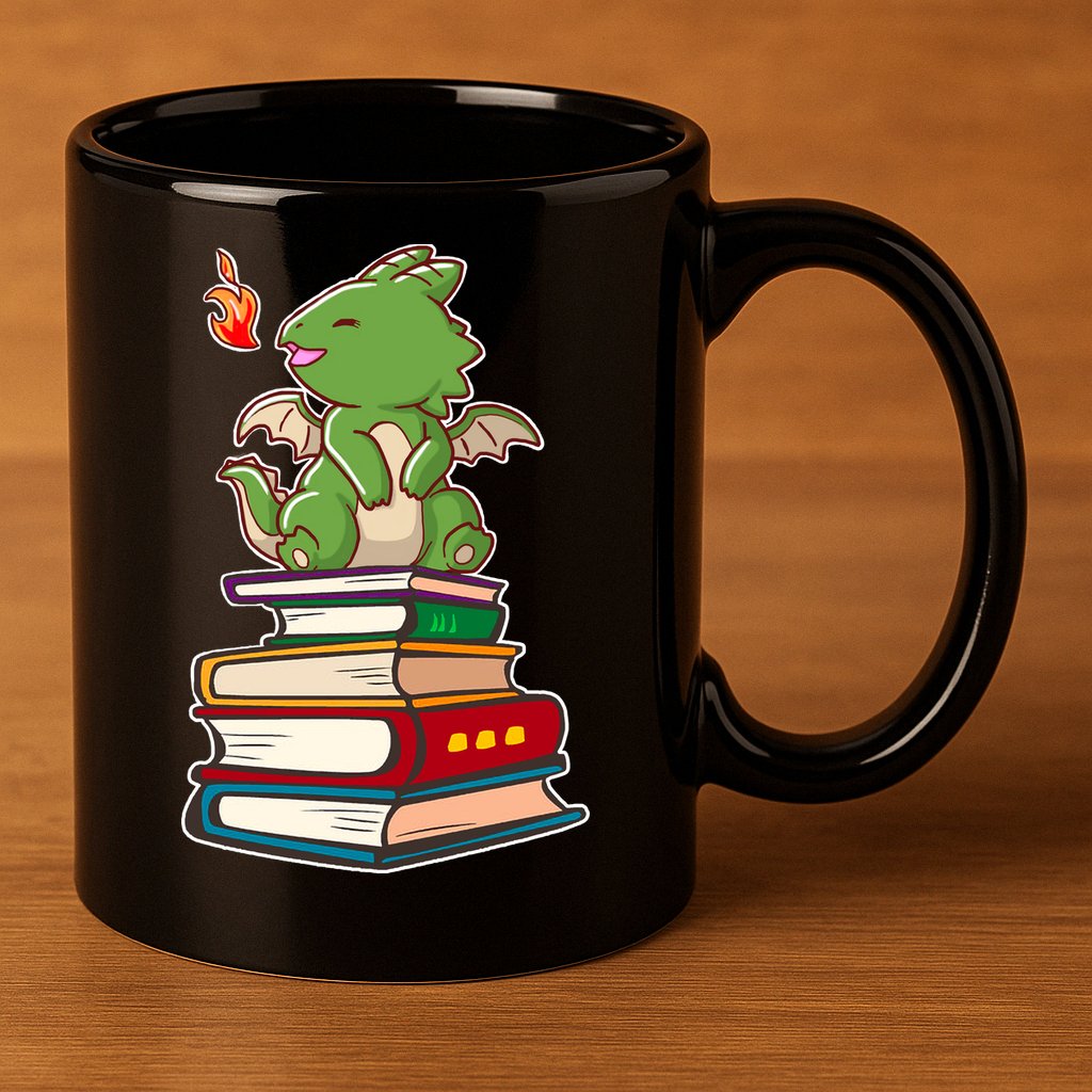 Book-Wrym Kawii Dragon 11oz C Handle Ceramic Mug