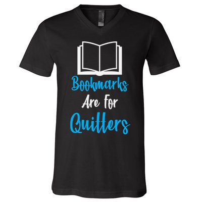 Bookmarks Are For Quitters V-Neck T-Shirt