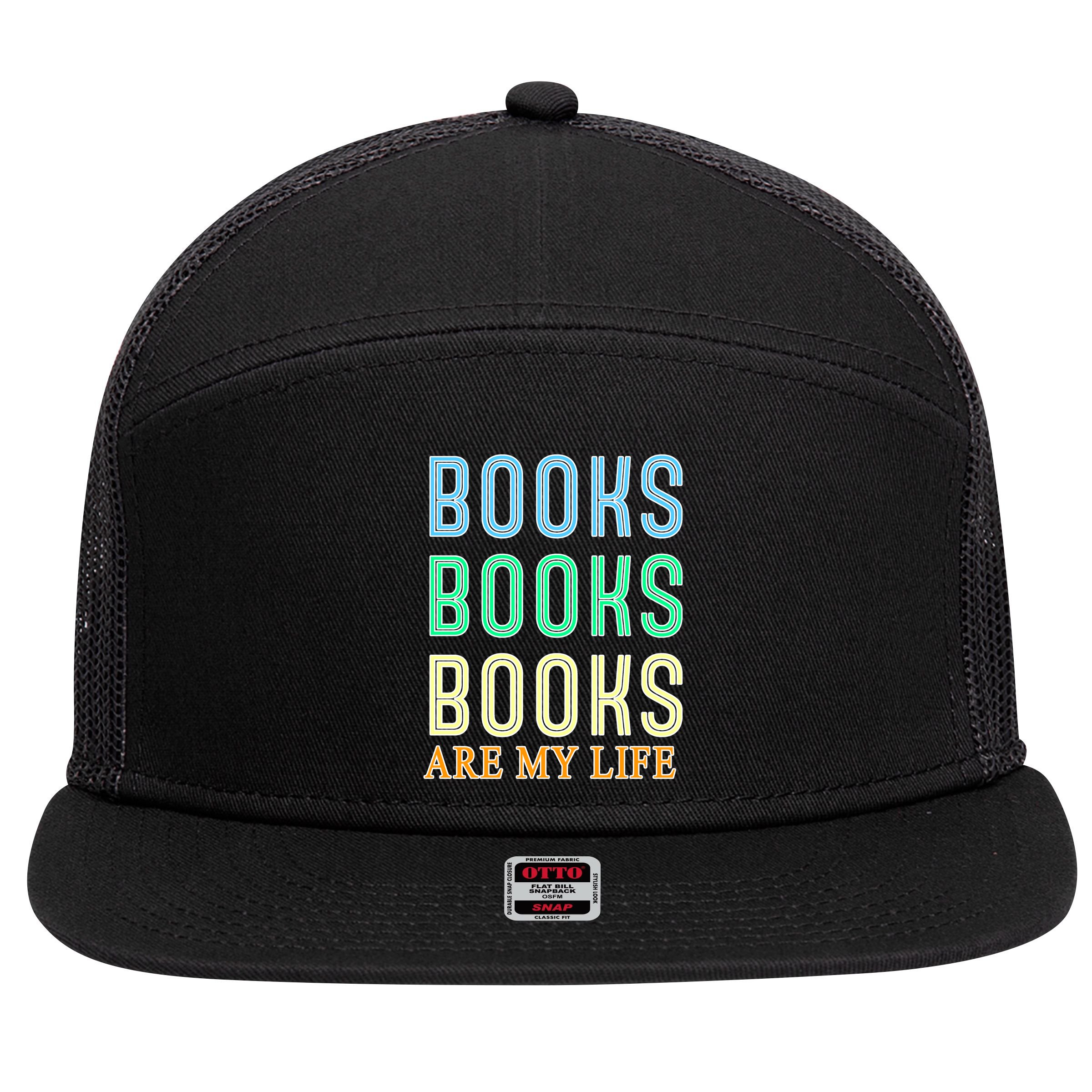 Books Are My Life Book Quotes Essential 7 Panel Mesh Trucker Snapback Hat