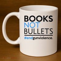 Books Not Bullets 11oz C Handle Ceramic Mug
