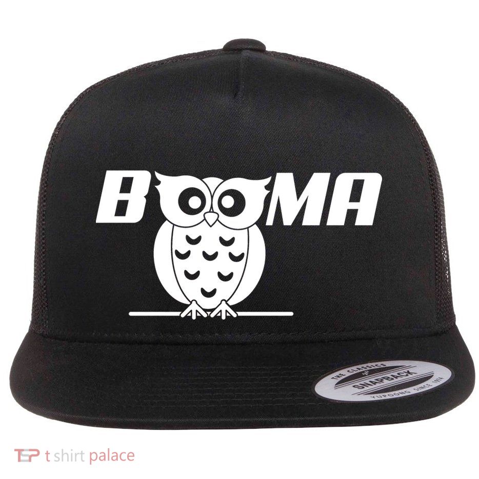 Booma Owl Flat Bill Trucker Hat
