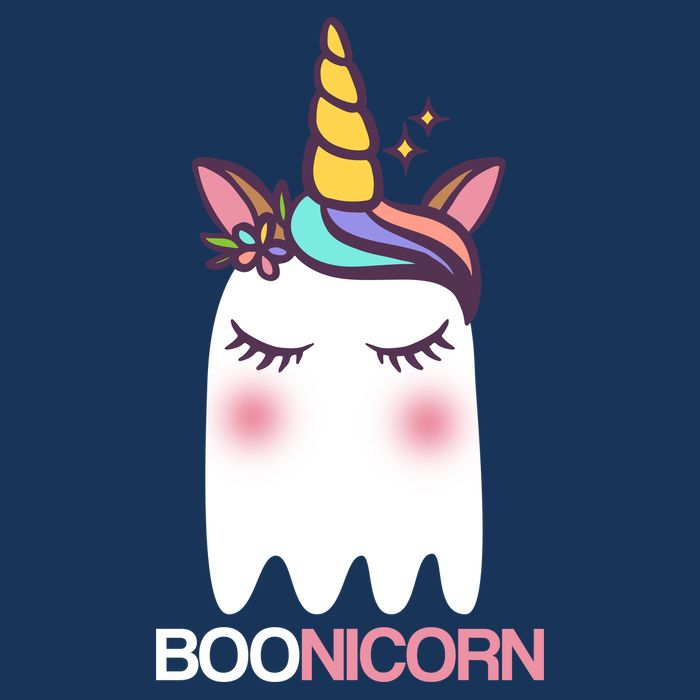 Boonicorn Halloween Unicorn Ghost 7 Panel Mesh Trucker Snapback Hat