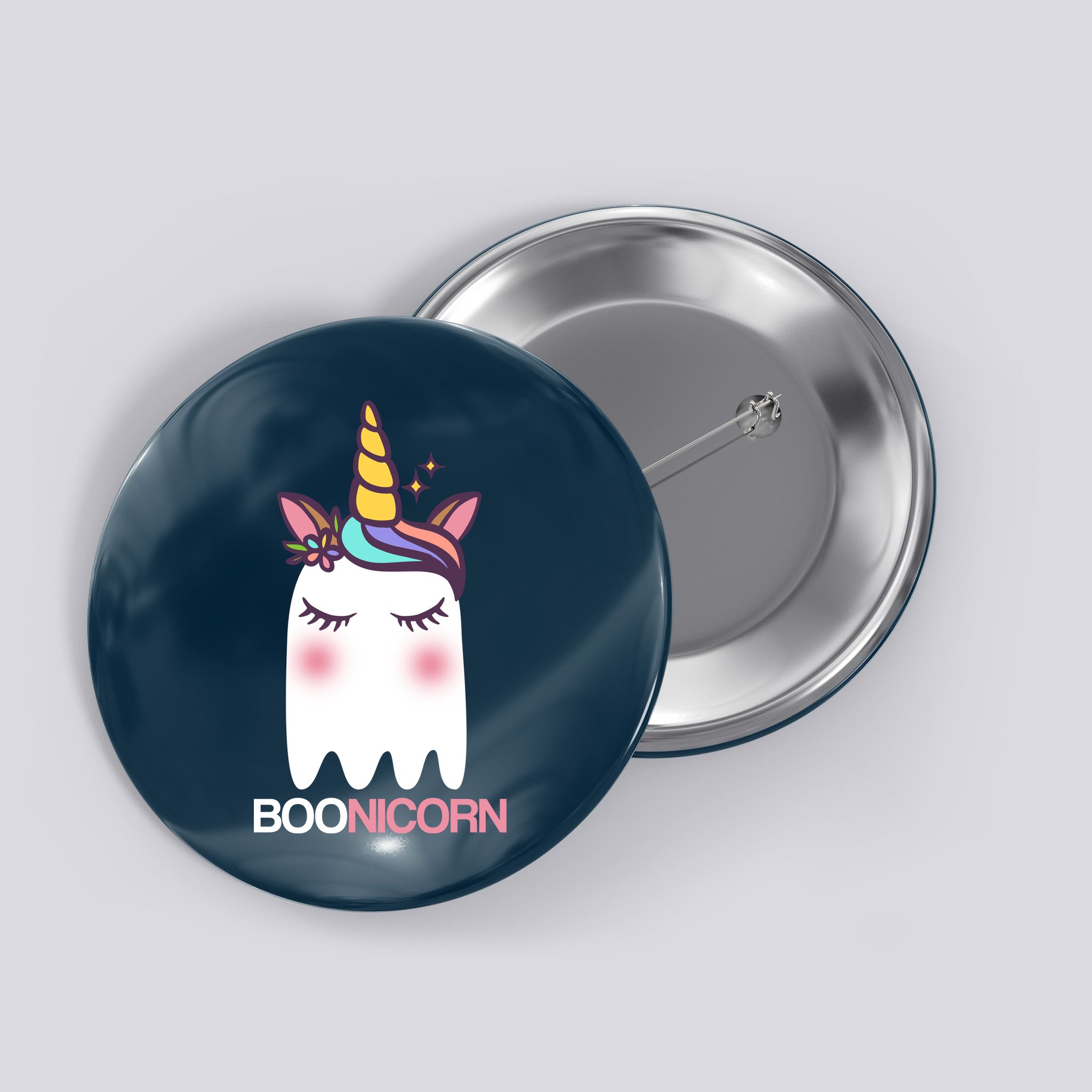 Boonicorn Halloween Unicorn Ghost Button